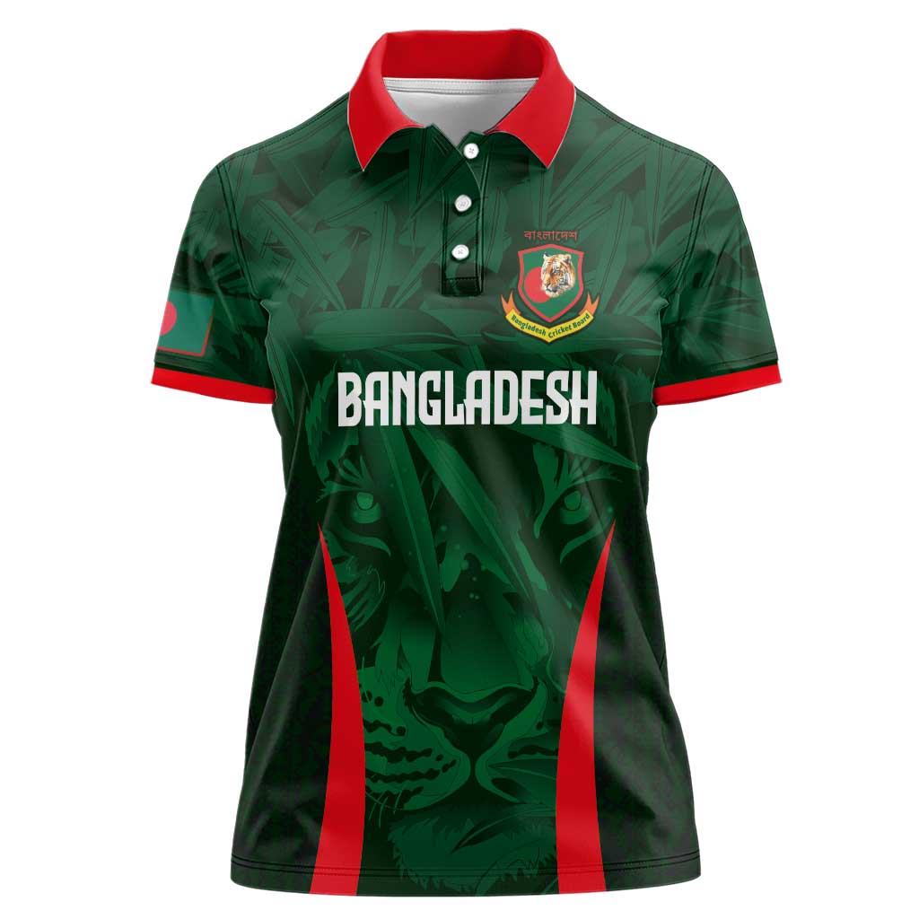 Custom Bangladesh Cricket Women Polo Shirt The Tigers Green-Red Glory
