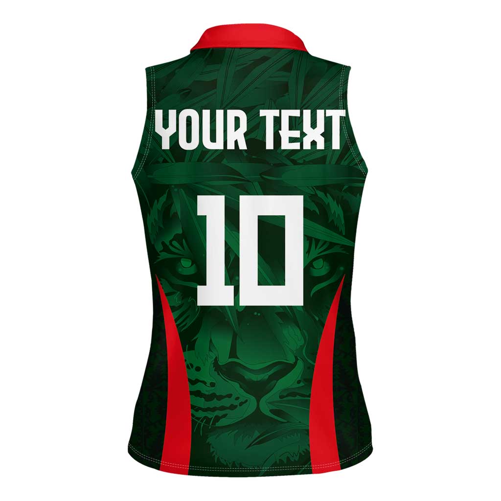 Custom Bangladesh Cricket Women Sleeveless Polo Shirt The Tigers Green-Red Glory