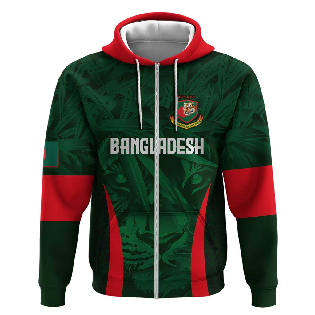 Custom Bangladesh Cricket Zip Hoodie The Tigers Green-Red Glory