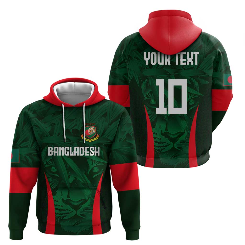 Custom Bangladesh Cricket Zip Hoodie The Tigers Green-Red Glory