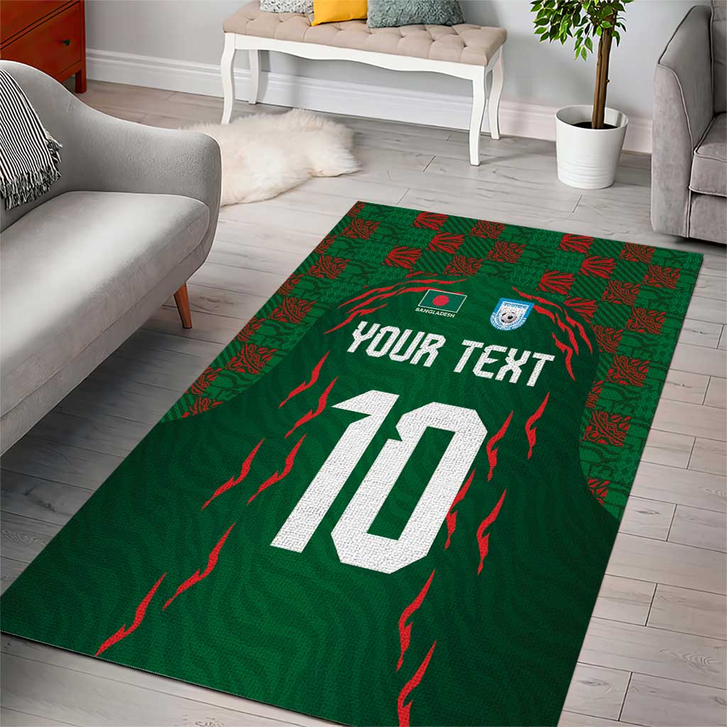 Custom Bangladesh Football Area Rug Bengal Tigers Green-Red Warriors