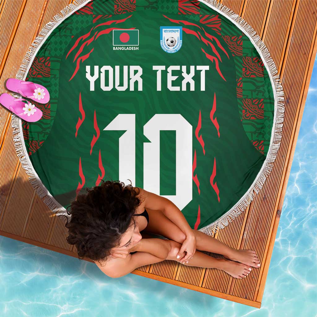 Custom Bangladesh Football Beach Blanket Bengal Tigers Green-Red Warriors