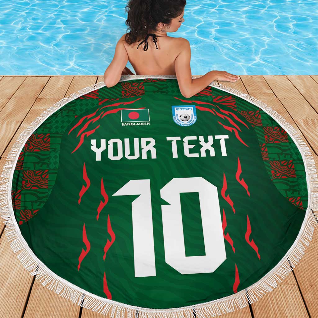 Custom Bangladesh Football Beach Blanket Bengal Tigers Green-Red Warriors