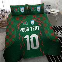 Custom Bangladesh Football Bedding Set Bengal Tigers Green-Red Warriors