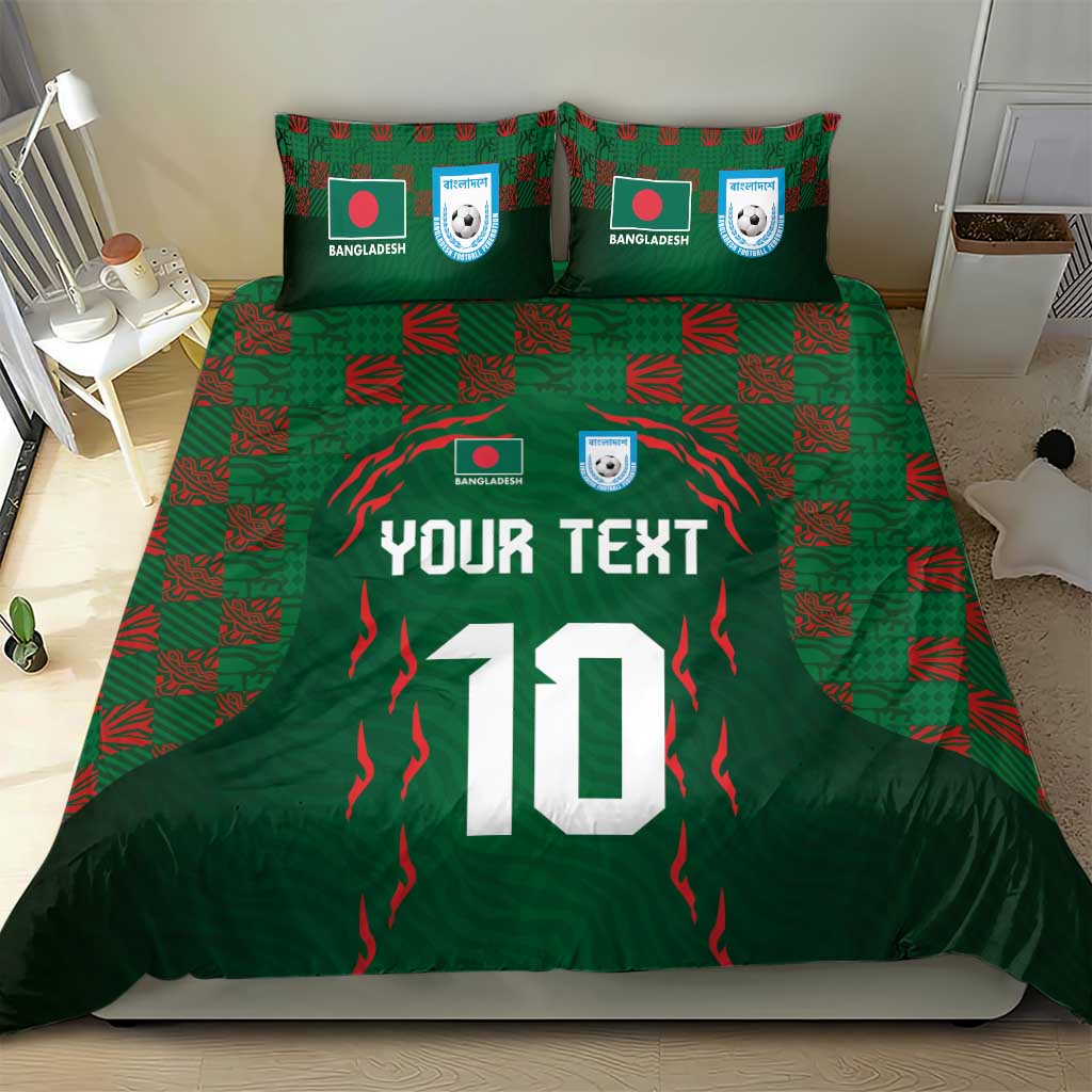 Custom Bangladesh Football Bedding Set Bengal Tigers Green-Red Warriors