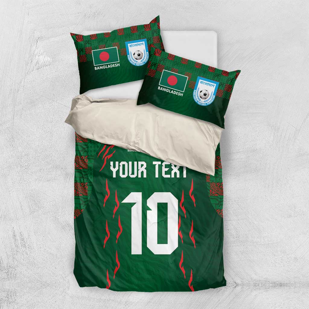 Custom Bangladesh Football Bedding Set Bengal Tigers Green-Red Warriors