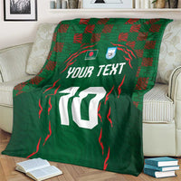 Custom Bangladesh Football Blanket Bengal Tigers Green-Red Warriors