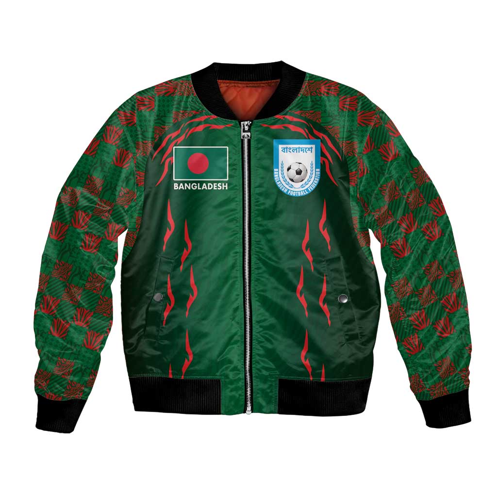 Custom Bangladesh Football Bomber Jacket Bengal Tigers Green-Red Warriors