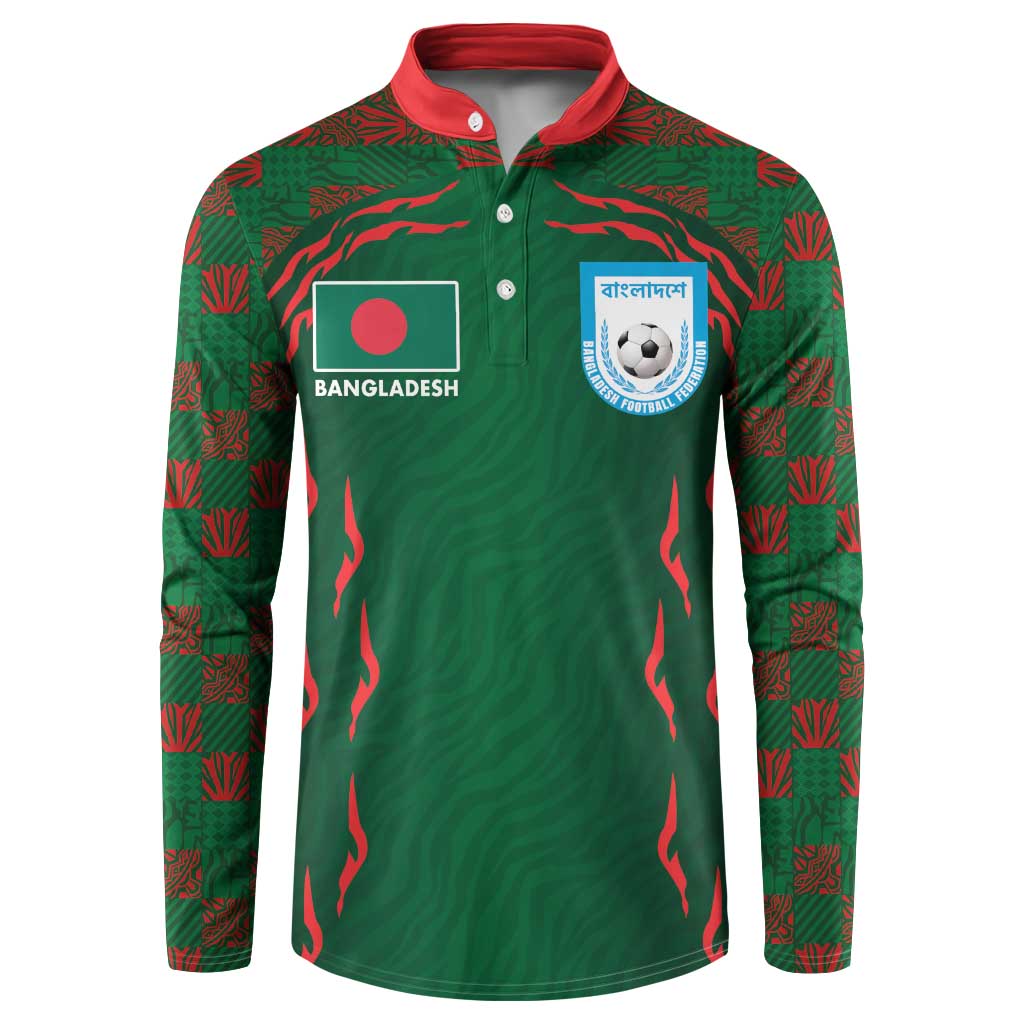 Custom Bangladesh Football Button Sweatshirt Bengal Tigers Green-Red Warriors