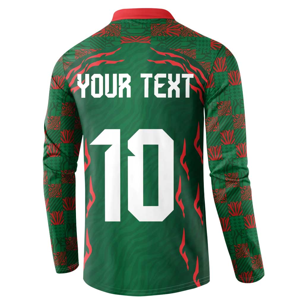 Custom Bangladesh Football Button Sweatshirt Bengal Tigers Green-Red Warriors