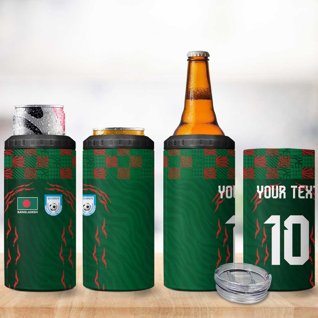 Custom Bangladesh Football 4 in 1 Can Cooler Tumbler Bengal Tigers Green-Red Warriors
