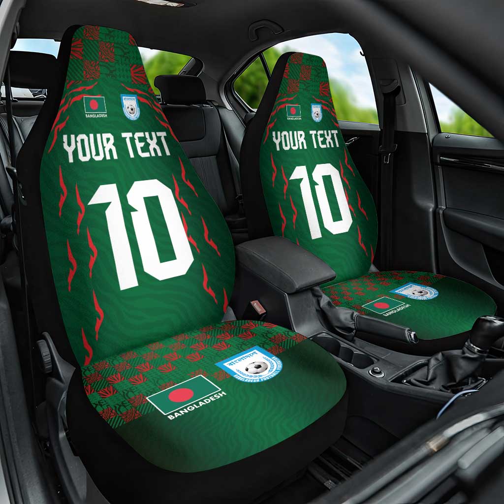 Custom Bangladesh Football Car Seat Cover Bengal Tigers Green-Red Warriors