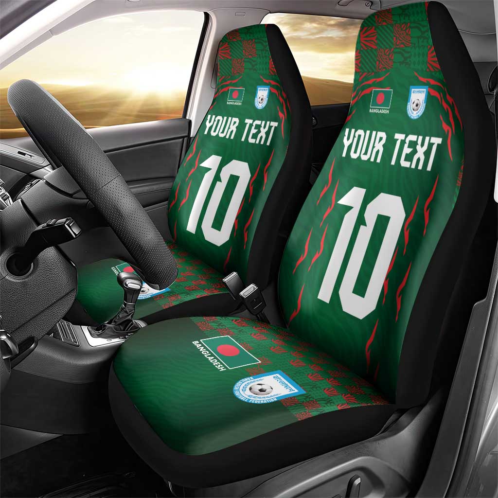 Custom Bangladesh Football Car Seat Cover Bengal Tigers Green-Red Warriors