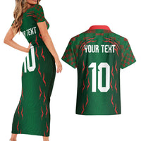 Custom Bangladesh Football Couples Matching Short Sleeve Bodycon Dress and Hawaiian Shirt Bengal Tigers Green-Red Warriors