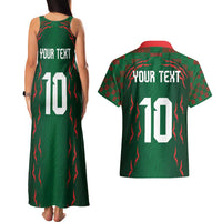 Custom Bangladesh Football Couples Matching Tank Maxi Dress and Hawaiian Shirt Bengal Tigers Green-Red Warriors