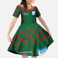 Custom Bangladesh Football Family Matching Long Sleeve Bodycon Dress and Hawaiian Shirt Bengal Tigers Green-Red Warriors