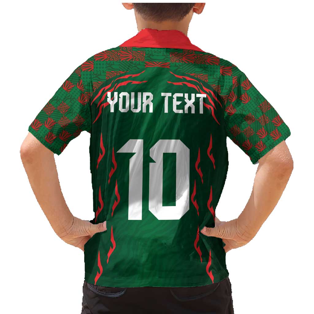 Custom Bangladesh Football Family Matching Mermaid Dress and Hawaiian Shirt Bengal Tigers Green-Red Warriors