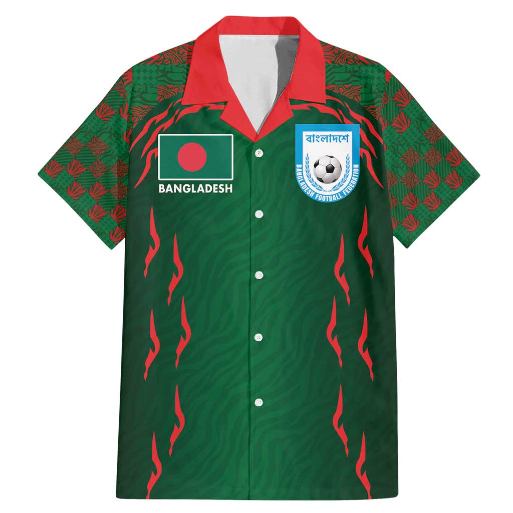 Custom Bangladesh Football Family Matching Mermaid Dress and Hawaiian Shirt Bengal Tigers Green-Red Warriors