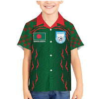 Custom Bangladesh Football Family Matching Mermaid Dress and Hawaiian Shirt Bengal Tigers Green-Red Warriors
