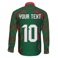 Custom Bangladesh Football Family Matching Off The Shoulder Long Sleeve Dress and Hawaiian Shirt Bengal Tigers Green-Red Warriors