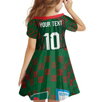 Custom Bangladesh Football Family Matching Off Shoulder Maxi Dress and Hawaiian Shirt Bengal Tigers Green-Red Warriors