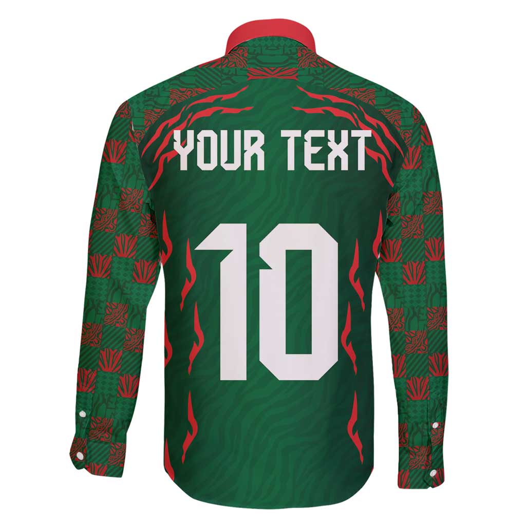 Custom Bangladesh Football Family Matching Short Sleeve Bodycon Dress and Hawaiian Shirt Bengal Tigers Green-Red Warriors