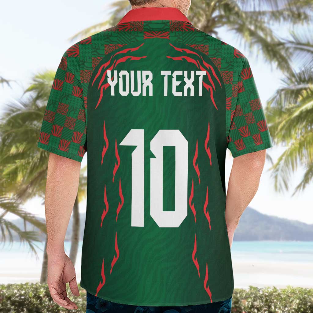 Custom Bangladesh Football Hawaiian Shirt Bengal Tigers Green-Red Warriors
