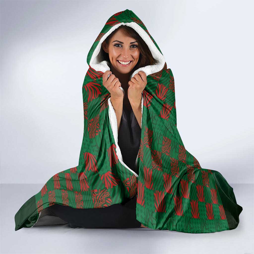 Custom Bangladesh Football Hooded Blanket Bengal Tigers Green-Red Warriors