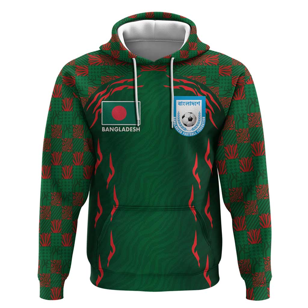 Custom Bangladesh Football Hoodie Bengal Tigers Green-Red Warriors