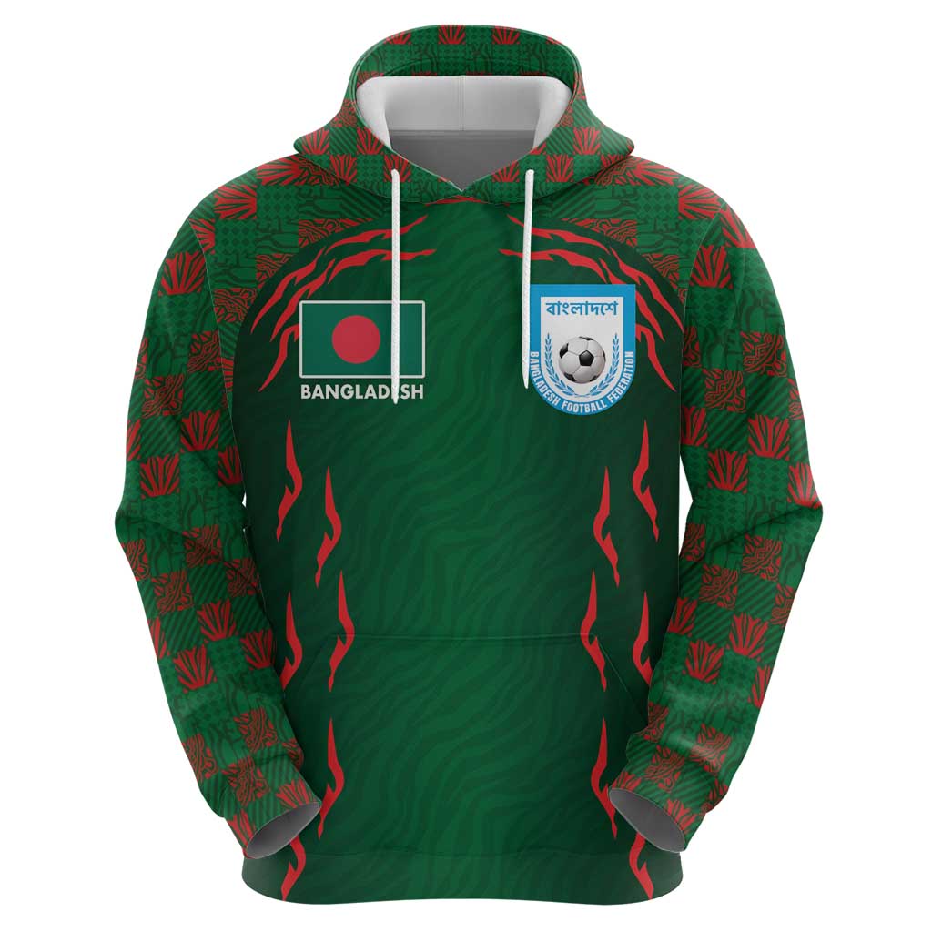 Custom Bangladesh Football Hoodie Bengal Tigers Green-Red Warriors