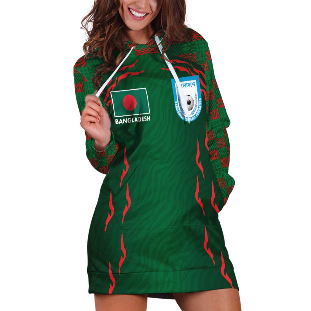 Custom Bangladesh Football Hoodie Dress Bengal Tigers Green-Red Warriors