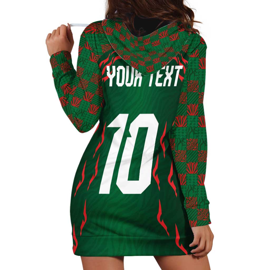 Custom Bangladesh Football Hoodie Dress Bengal Tigers Green-Red Warriors