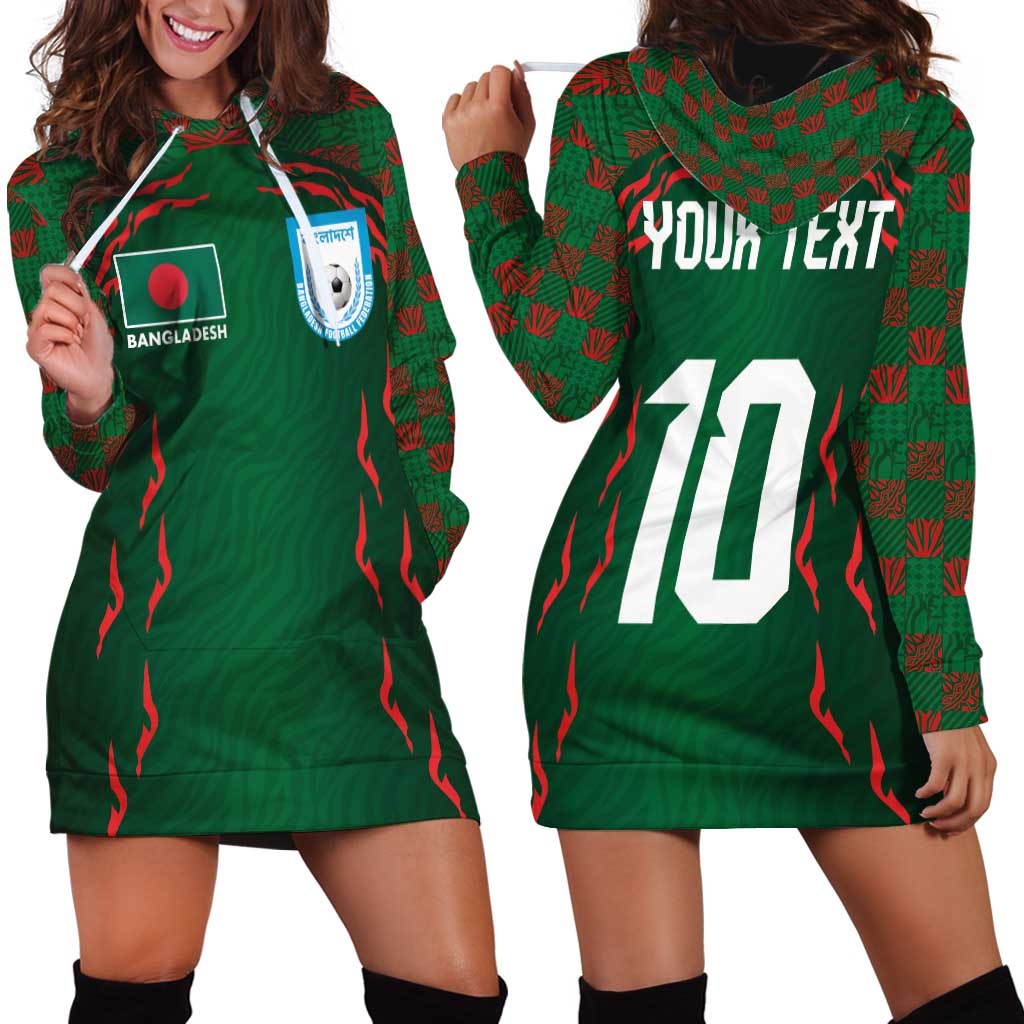 Custom Bangladesh Football Hoodie Dress Bengal Tigers Green-Red Warriors