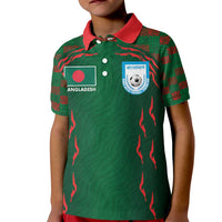Custom Bangladesh Football Kid Polo Shirt Bengal Tigers Green-Red Warriors