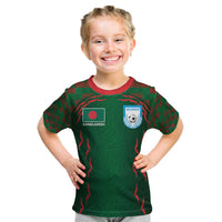 Custom Bangladesh Football Kid T Shirt Bengal Tigers Green-Red Warriors