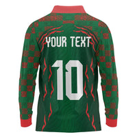 Custom Bangladesh Football Long Sleeve Polo Shirt Bengal Tigers Green-Red Warriors