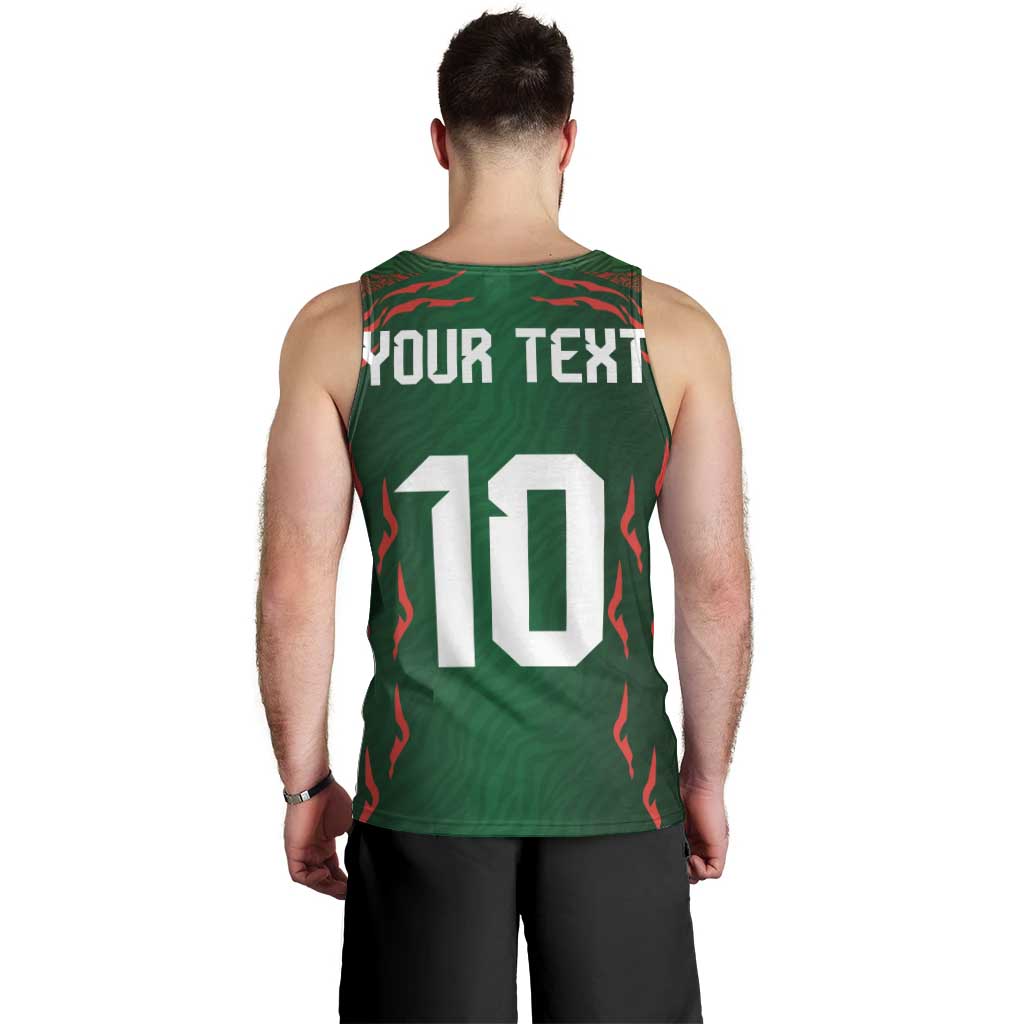 Custom Bangladesh Football Men Tank Top Bengal Tigers Green-Red Warriors