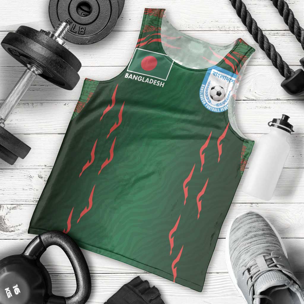 Custom Bangladesh Football Men Tank Top Bengal Tigers Green-Red Warriors