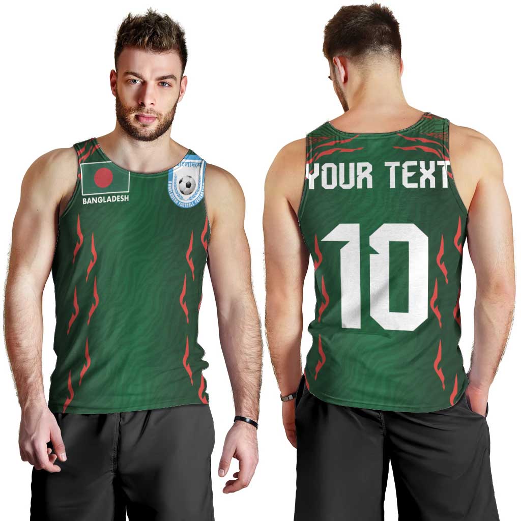 Custom Bangladesh Football Men Tank Top Bengal Tigers Green-Red Warriors