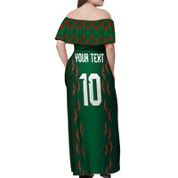 Custom Bangladesh Football Off Shoulder Maxi Dress Bengal Tigers Green-Red Warriors