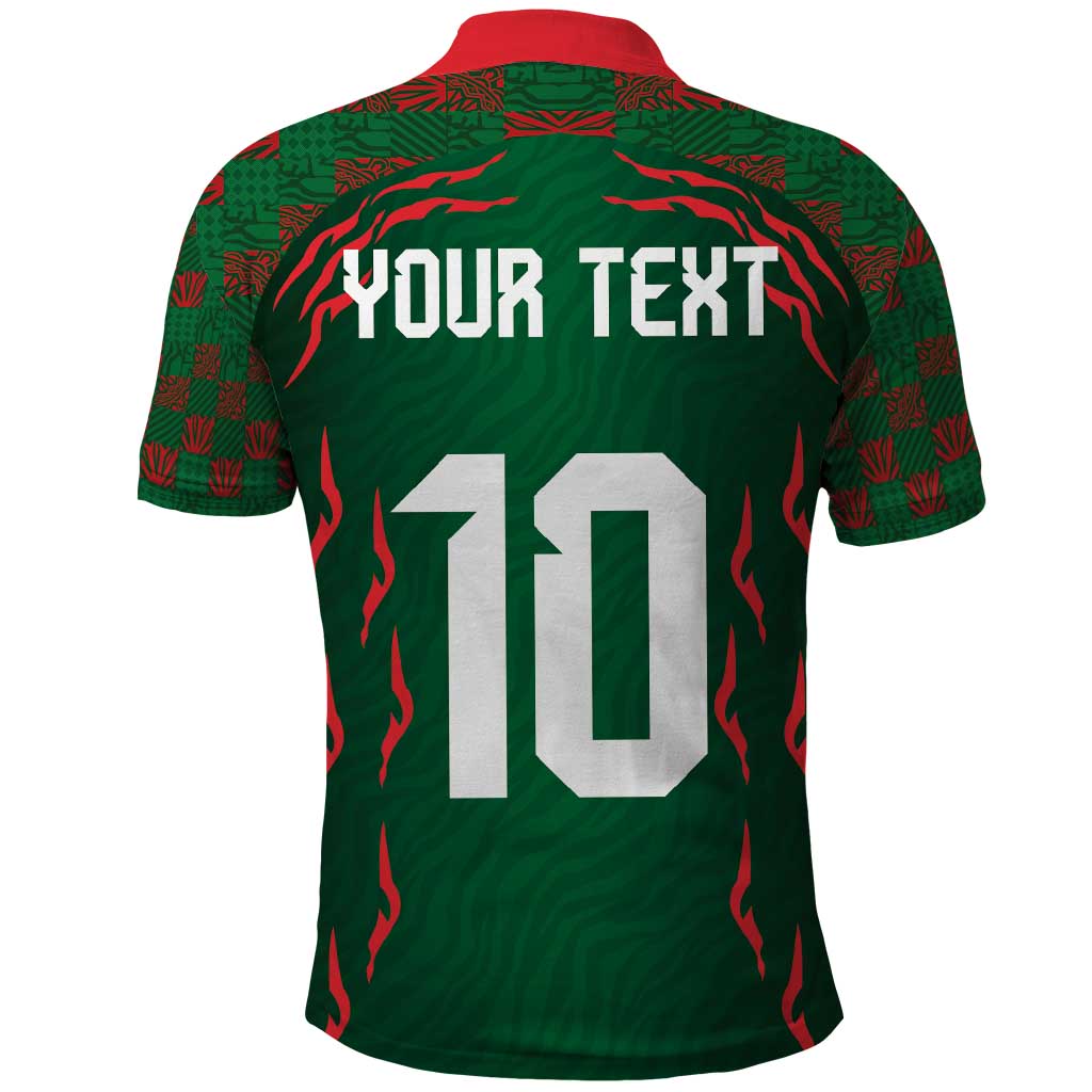 Custom Bangladesh Football Polo Shirt Bengal Tigers Green-Red Warriors
