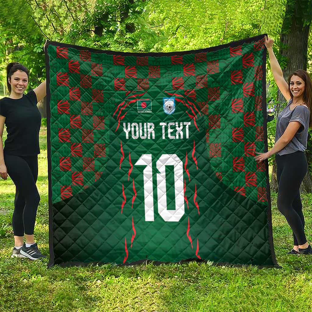 Custom Bangladesh Football Quilt Bengal Tigers Green-Red Warriors