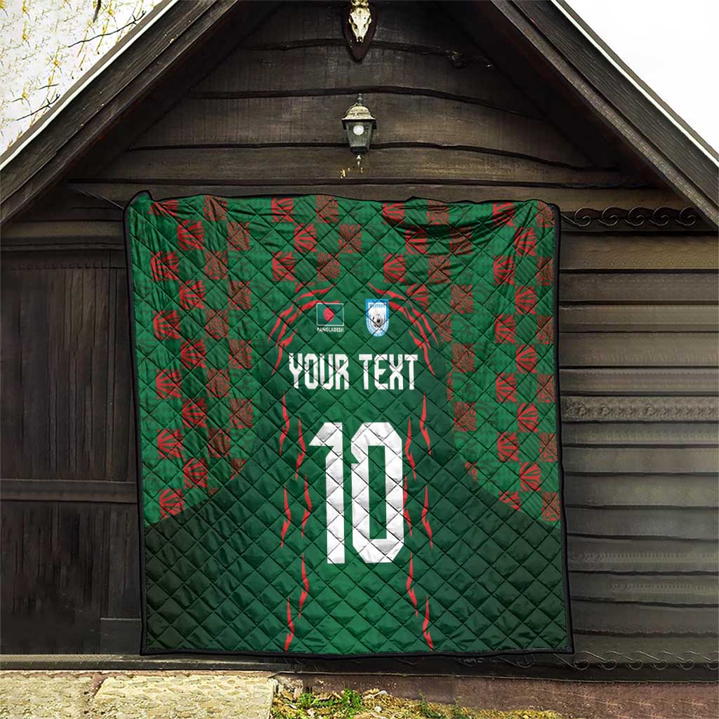 Custom Bangladesh Football Quilt Bengal Tigers Green-Red Warriors