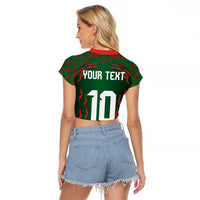 Custom Bangladesh Football Raglan Cropped T Shirt Bengal Tigers Green-Red Warriors