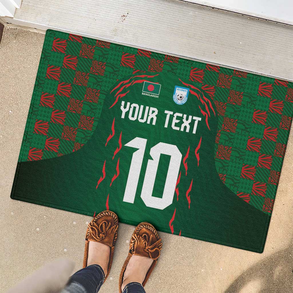 Custom Bangladesh Football Rubber Doormat Bengal Tigers Green-Red Warriors
