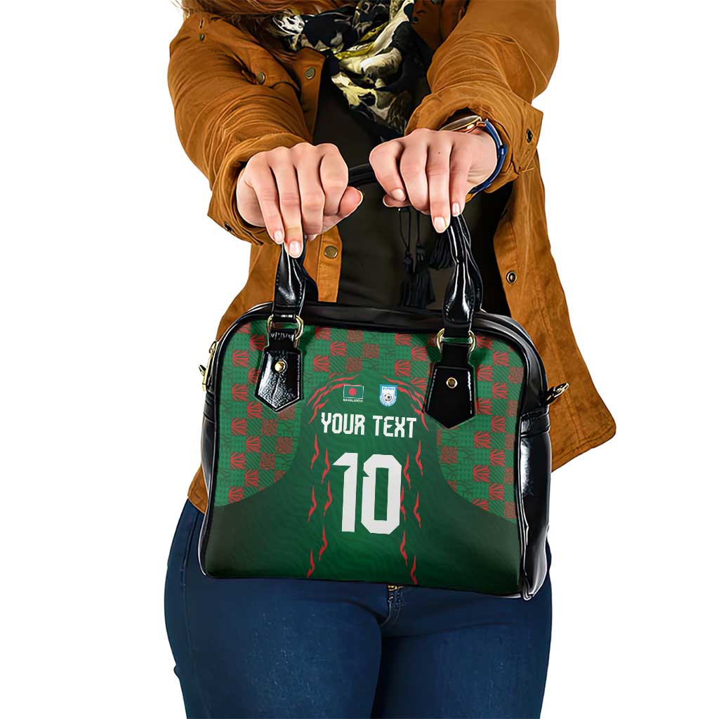 Custom Bangladesh Football Shoulder Handbag Bengal Tigers Green-Red Warriors