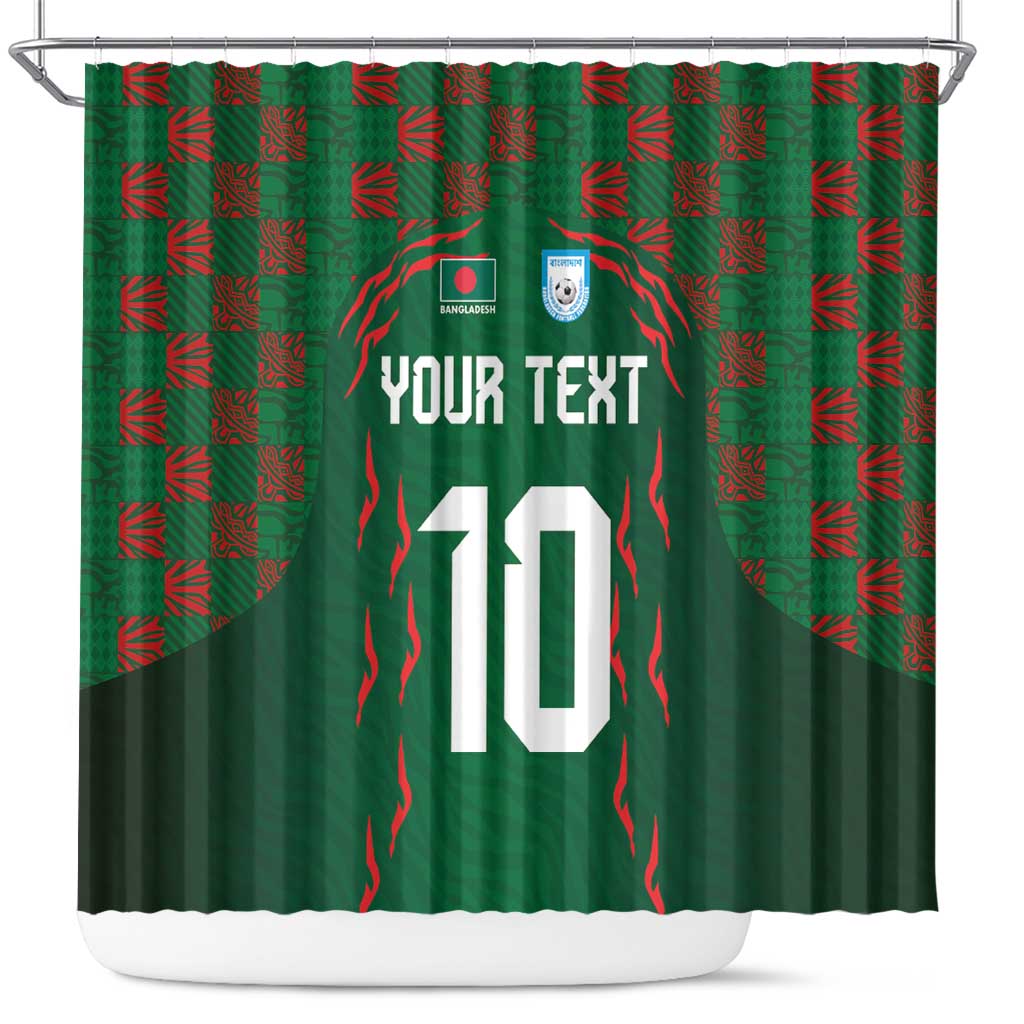 Custom Bangladesh Football Shower Curtain Bengal Tigers Green-Red Warriors