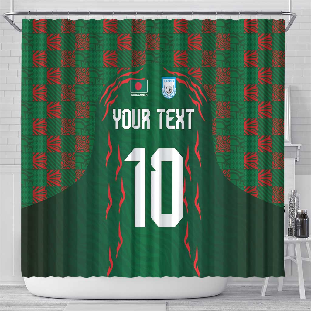 Custom Bangladesh Football Shower Curtain Bengal Tigers Green-Red Warriors