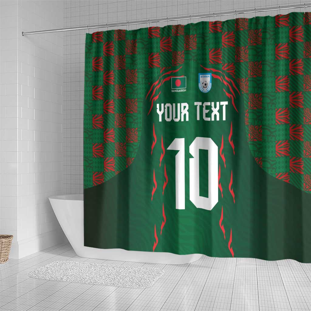 Custom Bangladesh Football Shower Curtain Bengal Tigers Green-Red Warriors