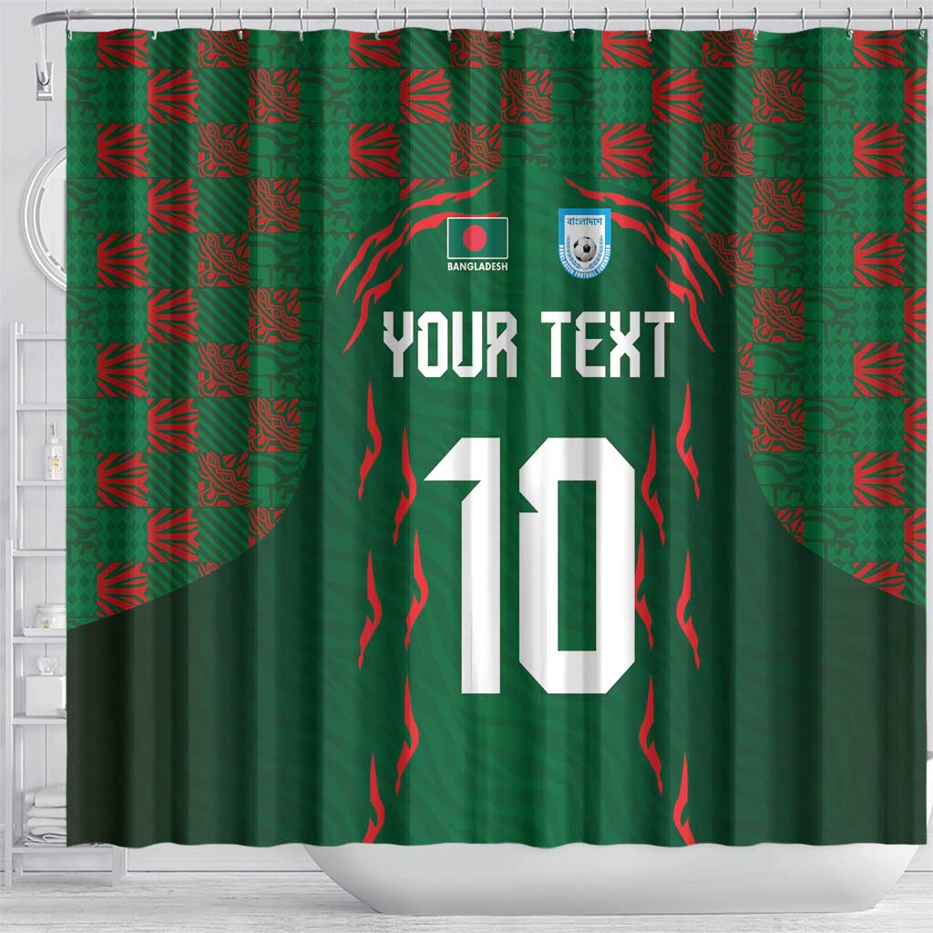 Custom Bangladesh Football Shower Curtain Bengal Tigers Green-Red Warriors